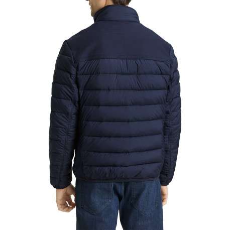 Doudoune marine uni avec une coupe droite et des poches zippées - Image 3