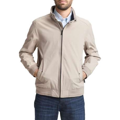 Blouson beige uni avec une coupe droite et deux poches raglan à l’avant - Image 2