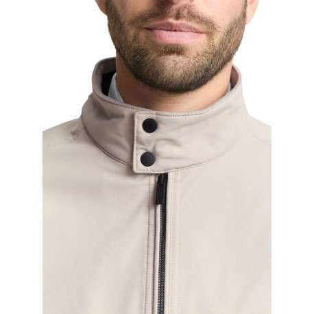 Blouson beige uni avec une coupe droite et deux poches raglan à l’avant - Image 4