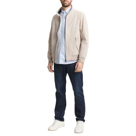 Blouson beige uni avec une coupe droite et deux poches raglan à l’avant - Image 5