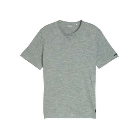 T-shirt en coton gris uni avec une coupe droite et un col rond
