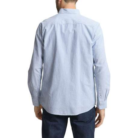 Chemise en coton ciel à rayures avec une coupe droite et un col boutonné - Image 4