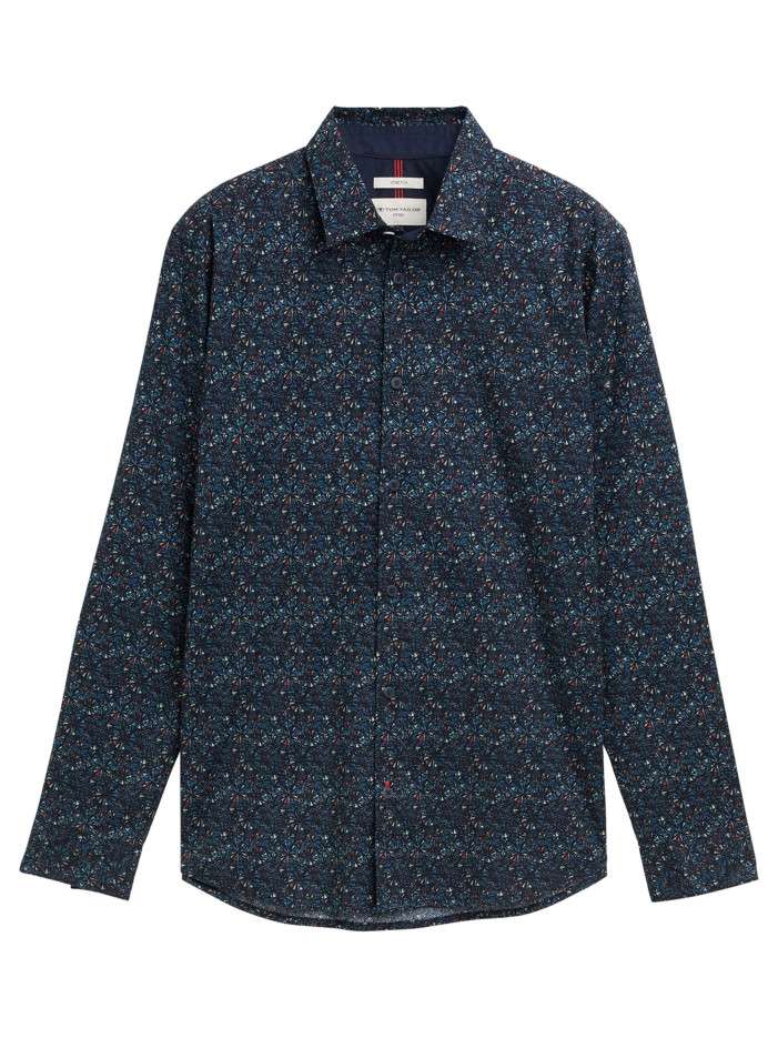 Chemise en coton marine à...