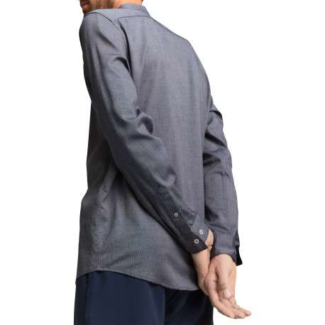 Chemise grise uni avec une coupe ajustée et un col boutonné - Image 3