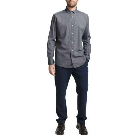 Chemise grise uni avec une coupe ajustée et un col boutonné - Image 5