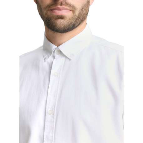 Chemise blanche uni avec un col boutonné et des manches longues - Image 2