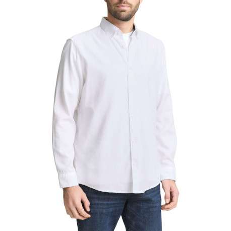 Chemise blanche uni avec un col boutonné et des manches longues - Image 3