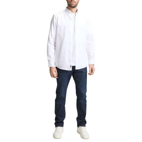 Chemise blanche uni avec un col boutonné et des manches longues - Image 5