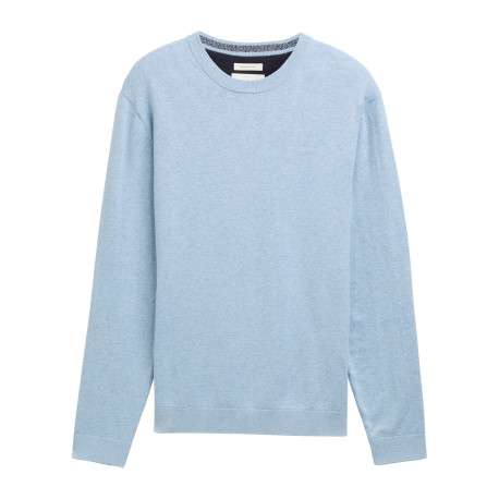 Pull en coton ciel uni avec une coupe droite et un logo brodé à la poitrine