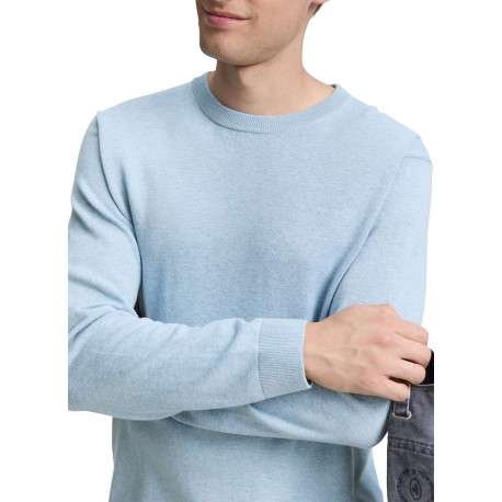 Pull en coton ciel uni avec une coupe droite et un logo brodé à la poitrine - Image 2
