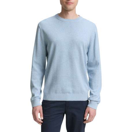 Pull en coton ciel uni avec une coupe droite et un logo brodé à la poitrine - Image 3