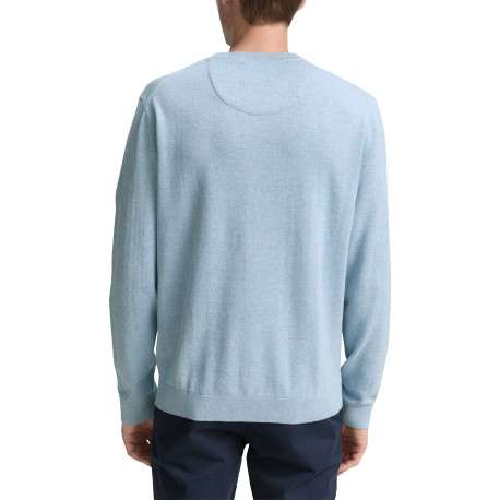 Pull en coton ciel uni avec une coupe droite et un logo brodé à la poitrine - Image 4