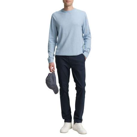 Pull en coton ciel uni avec une coupe droite et un logo brodé à la poitrine - Image 5