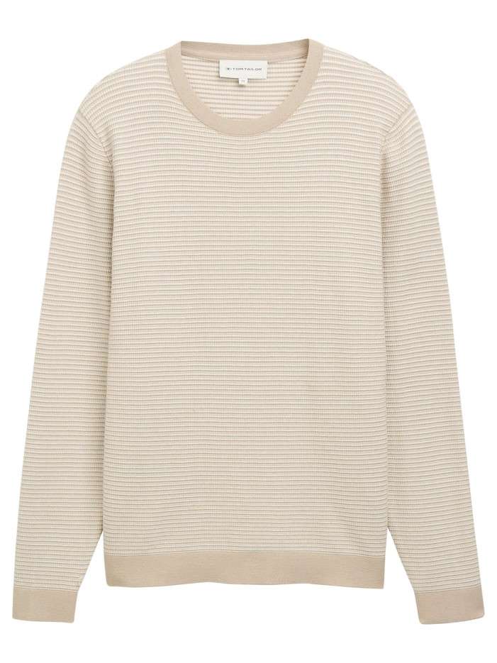 Pull en coton beige à...