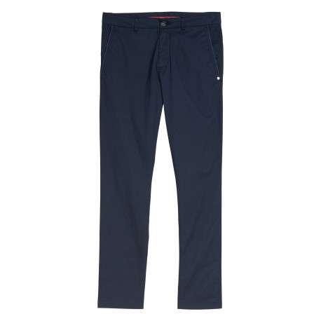 Pantalon chino en coton marine avec une coupe slim et une taille intermédiaire