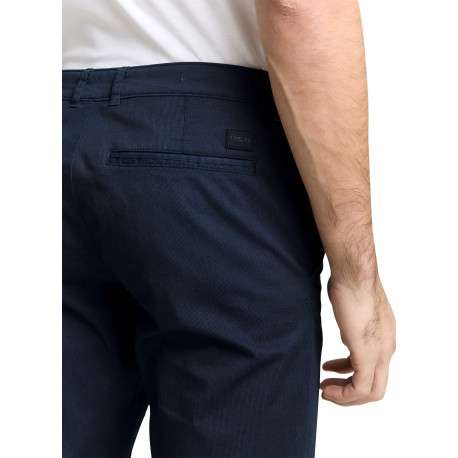 Pantalon chino en coton marine avec une coupe slim et une taille intermédiaire - Image 4