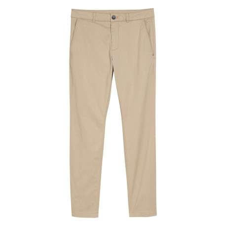 Pantalon chino en coton beige avec une coupe slim et une taille intermédiaire