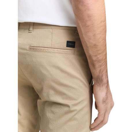 Pantalon chino en coton beige avec une coupe slim et une taille intermédiaire - Image 4