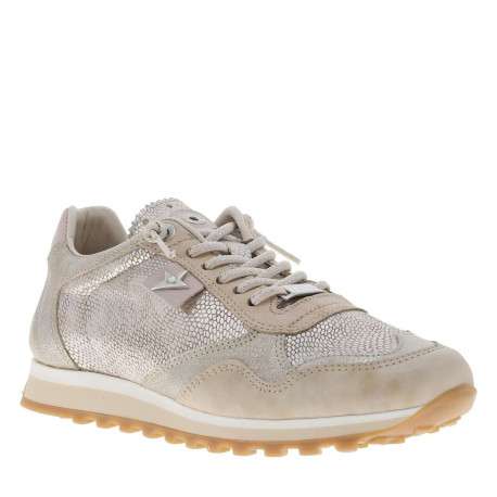 Baskets running en cuir argent à talon plat avec des écailles au pourtour - Image 3