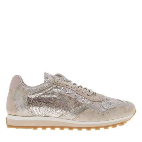 Baskets running en cuir argent à talon plat avec des écailles au pourtour - Image 2
