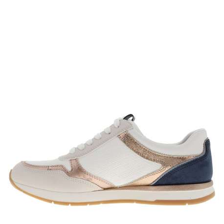 Baskets running blanches à talon plat avec des lacets et un zip latéral