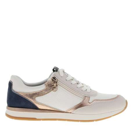 Baskets running blanches à talon plat avec des lacets et un zip latéral - Image 2