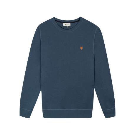 Sweat bleu uni avec une coupe droite et des manches longues