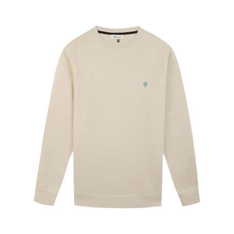 Sweat écru uni avec une coupe droite et des manches longues