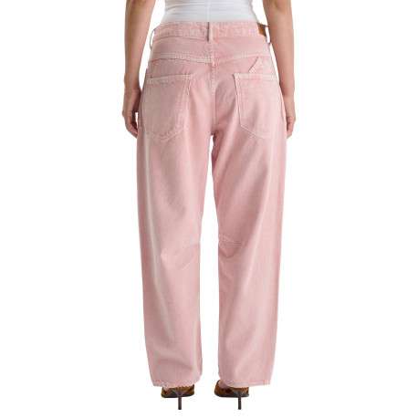 Pantalon en coton rose coupe mom pourvu d'un cordon de serrage - Image 2