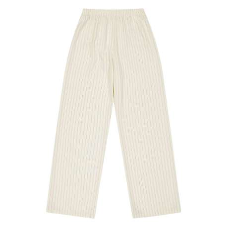 Pantalon beige coupe ample orné d'un motif à rayures verticales