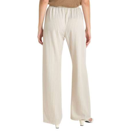 Pantalon beige coupe ample orné d'un motif à rayures verticales - Image 3