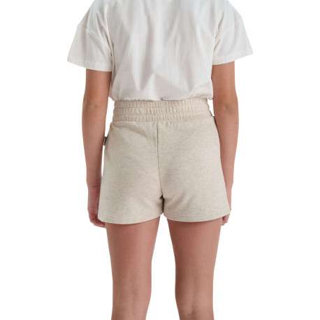 Short en coton mélangé beige à coupe ajustée pourvu d'une taille élastiquée - Image 2