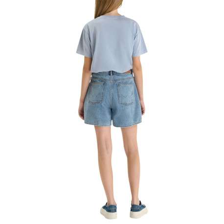 Short en coton bleu à coupe droite pourvu de multiples poches - Image 2