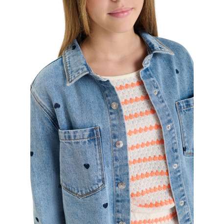 Blouson en coton bleu à coupe ajustée pourvu d'un col à revers - Image 3