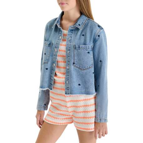 Blouson en coton bleu à coupe ajustée pourvu d'un col à revers - Image 4