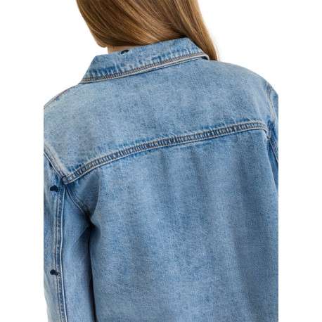 Blouson en coton bleu à coupe ajustée pourvu d'un col à revers - Image 5