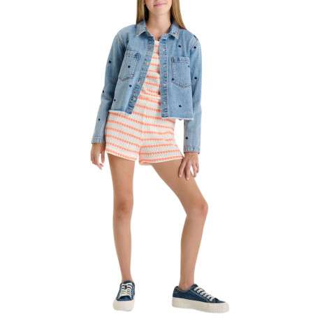 Blouson en coton bleu à coupe ajustée pourvu d'un col à revers - Image 6