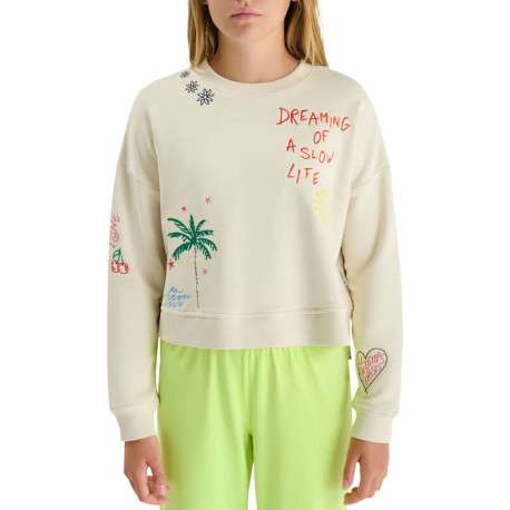 Sweat en coton mélangé beige 0 coupe droite orné de divers motifs