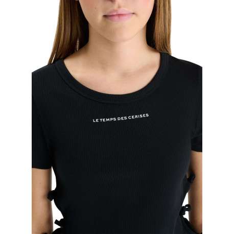 T-shirt noir à coupe droite pourvu d'un col rond et de manches courtes - Image 6