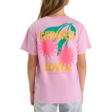 T-shirt en coton rose imprimé à coupe droite pourvu d'un col rond - Image 3