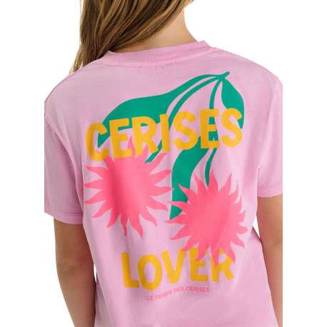 T-shirt en coton rose imprimé à coupe droite pourvu d'un col rond - Image 6