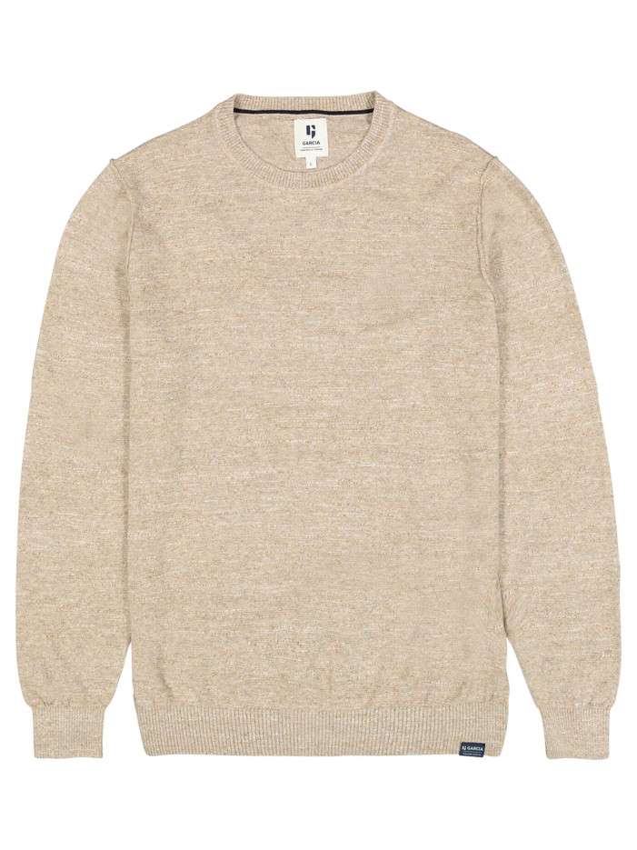 Pull en coton beige uni...