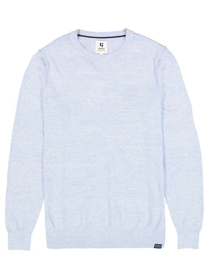 Pull en coton bleu ciel uni...