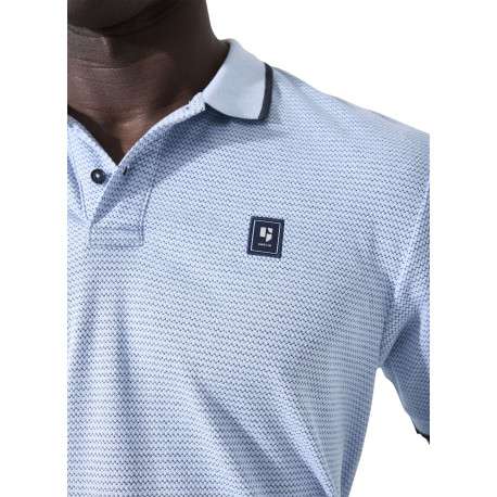 Polo en coton bleu ciel uni avec une coupe droite et un col à revers - Image 5