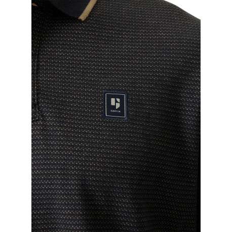 Polo en coton bleu marine uni avec une coupe droite et un col à revers - Image 5