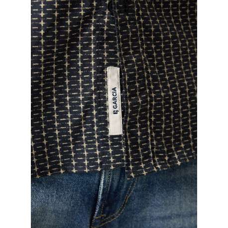 Chemise en coton bleu marine à motifs imprimés avec une coupe droite - Image 2