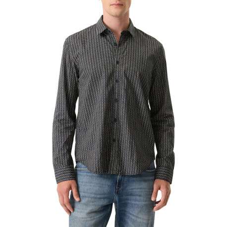 Chemise en coton bleu marine à motifs imprimés avec une coupe droite - Image 3