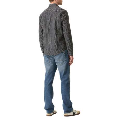 Chemise en coton bleu marine à motifs imprimés avec une coupe droite - Image 4