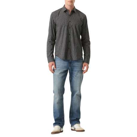 Chemise en coton bleu marine à motifs imprimés avec une coupe droite - Image 5