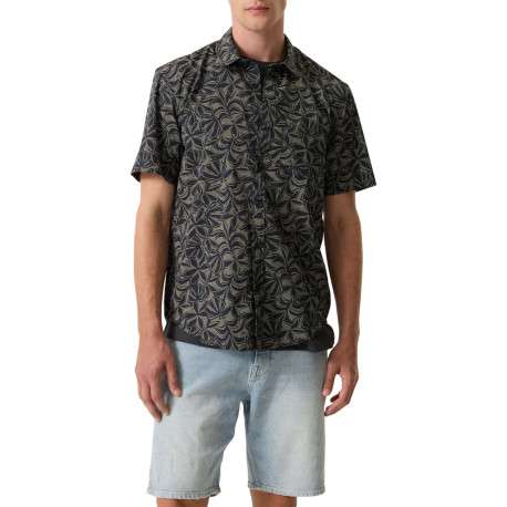 Chemise en coton bleu marine à imprimé floral avec une coupe droite - Image 3